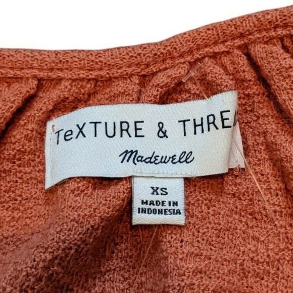 Madewell Texture & Thread Tiered-Sleeve Top Superlight Jacquard Keyhole Neck XS - Picture 5 of 7